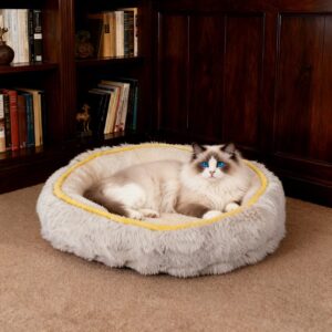 Open Bubble Fleece Rabbit Fur Oval Cat Bed Dog Bed