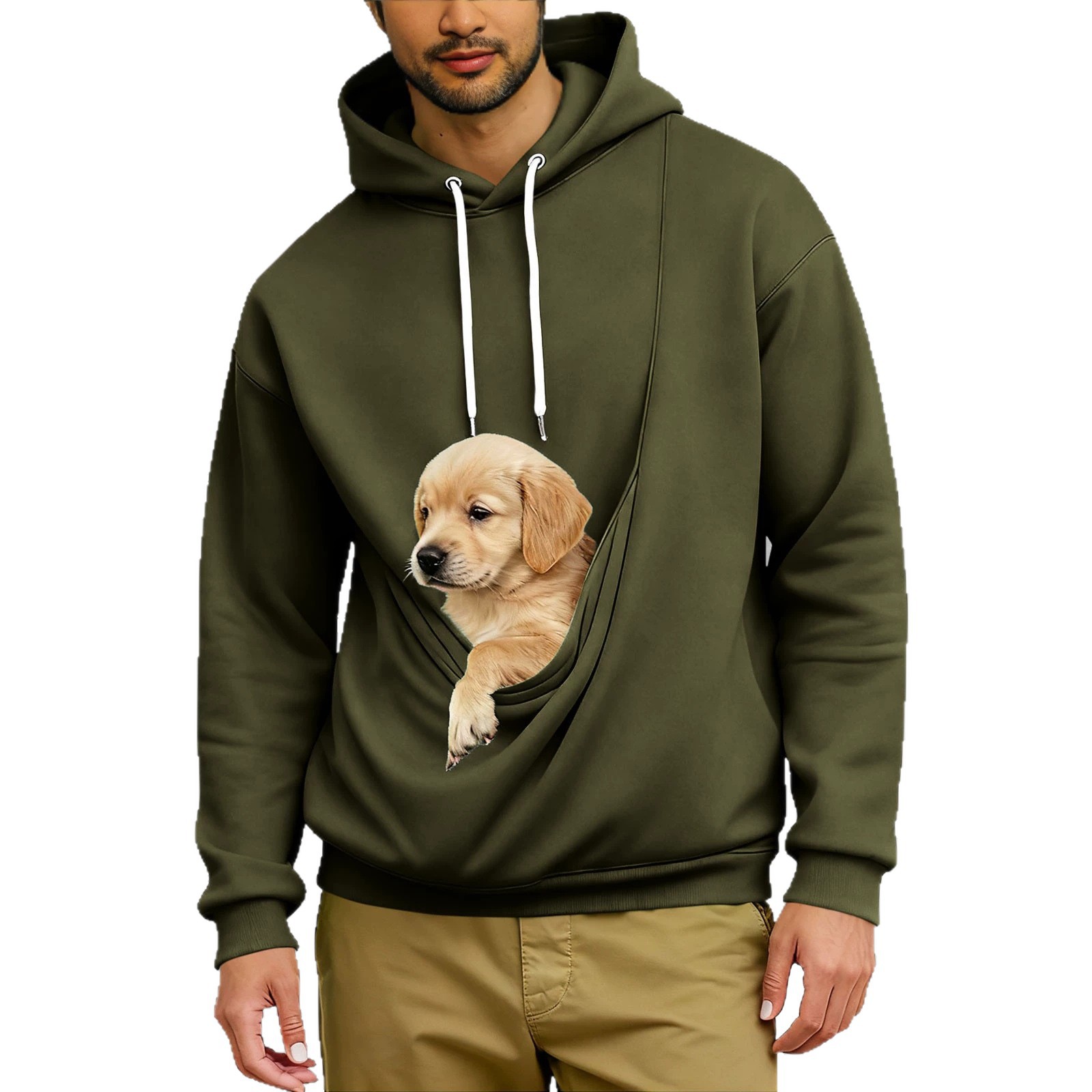 Men's Loose Hooded Sweatshirt with Large Pet Pocket - wholesale Pet Apparel & Accessories