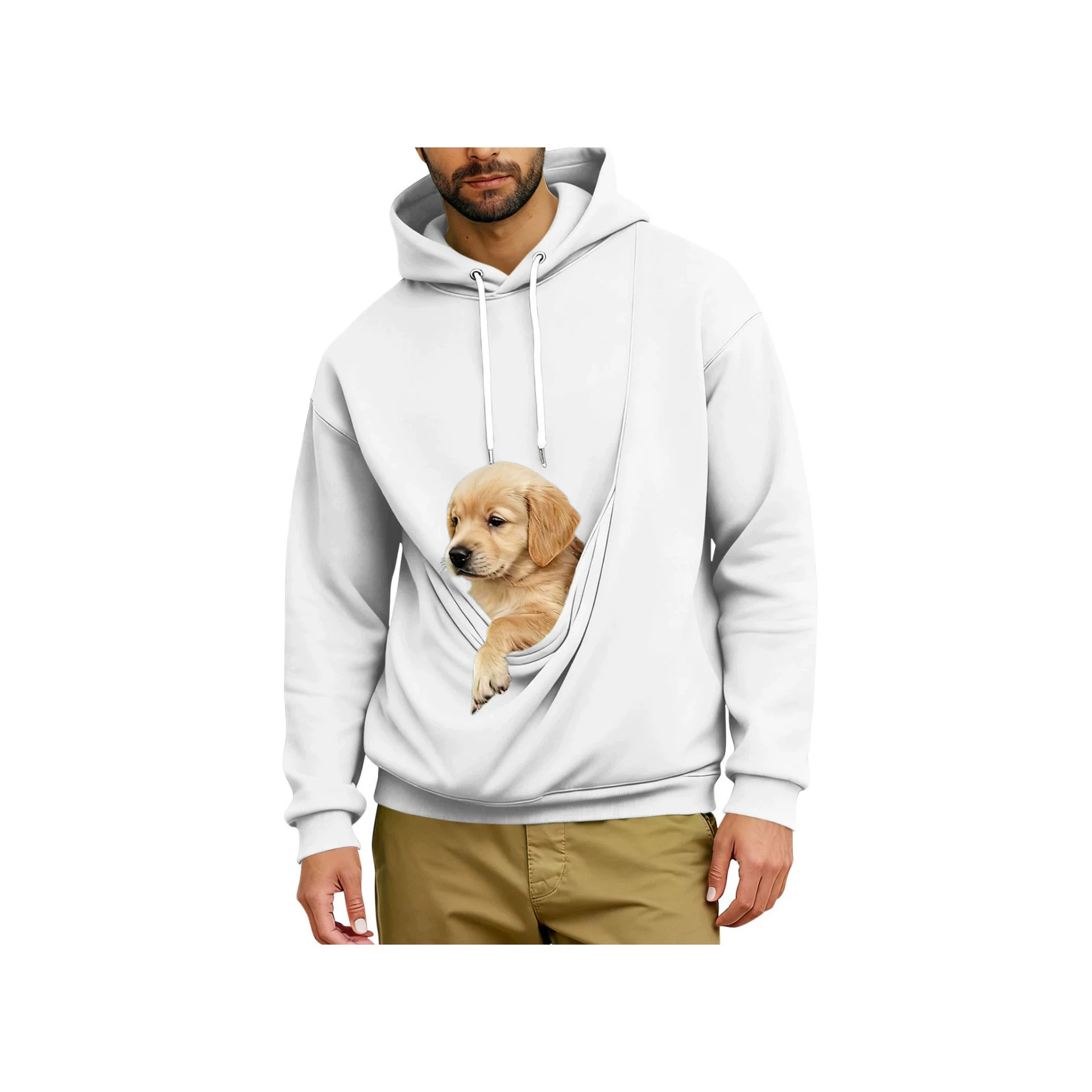 Men's Loose Hooded Sweatshirt with Large Pet Pocket - wholesale Pet Apparel & Accessories