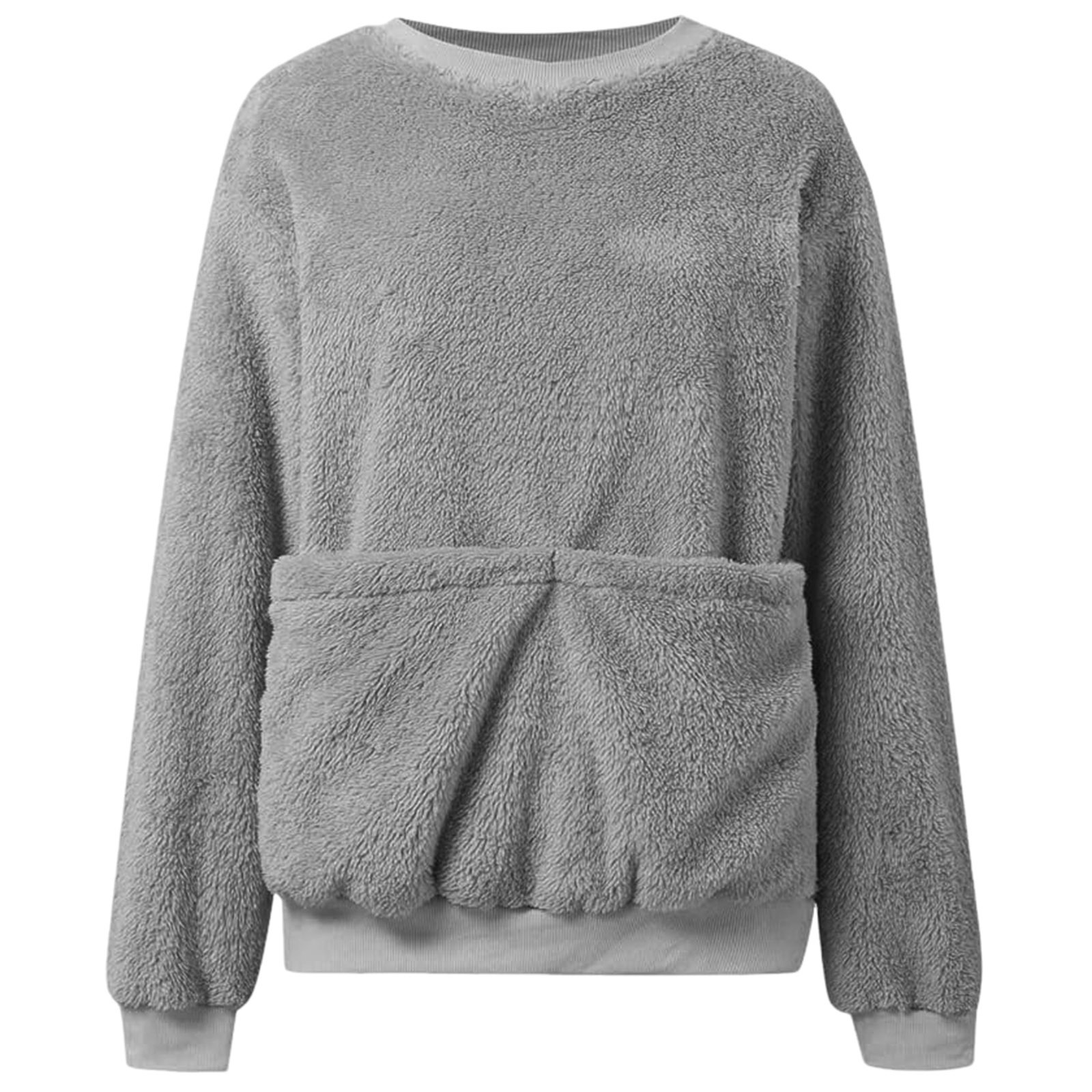 Women's Flannel Crewneck Sweatshirt with Pet Pocket - wholesale Pet Apparel & Accessories