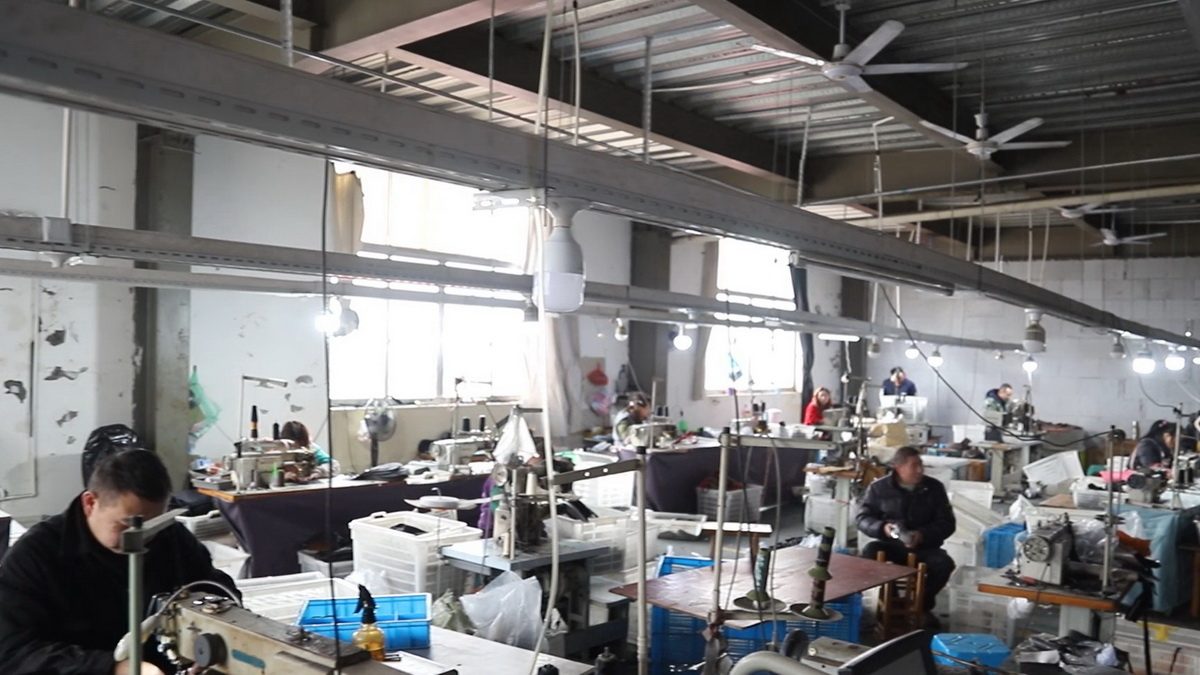 Sewing production line at PawHutt factory