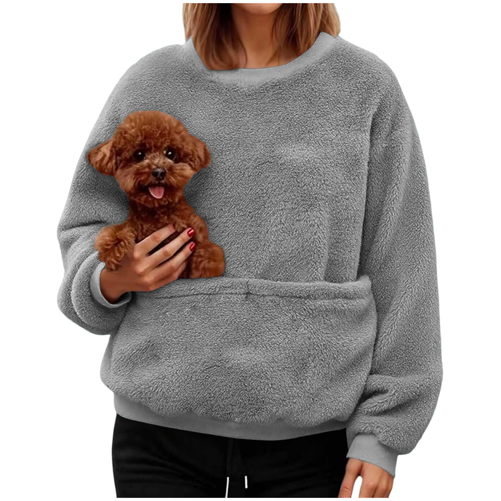 Fleece Pet Carrier Crewneck — Sherpa Lined Sweatshirt - Image 2