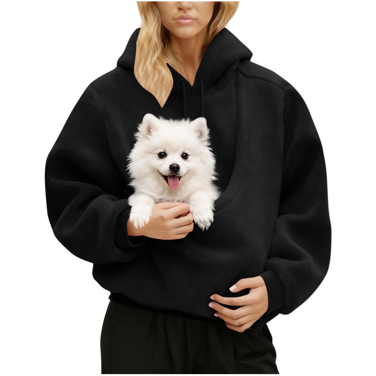 Plush Pet Pocket Hoodie — Cozy Fleece Lined - Image 3