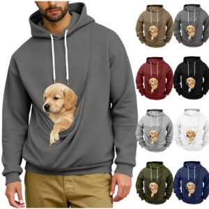 Men's Pet Carrier Hoodie — Large Kangaroo Pocket Pullover
