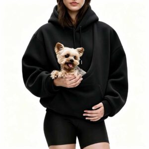 Solid Color Pet Pouch Hoodie — Oversized Pocket Pullover