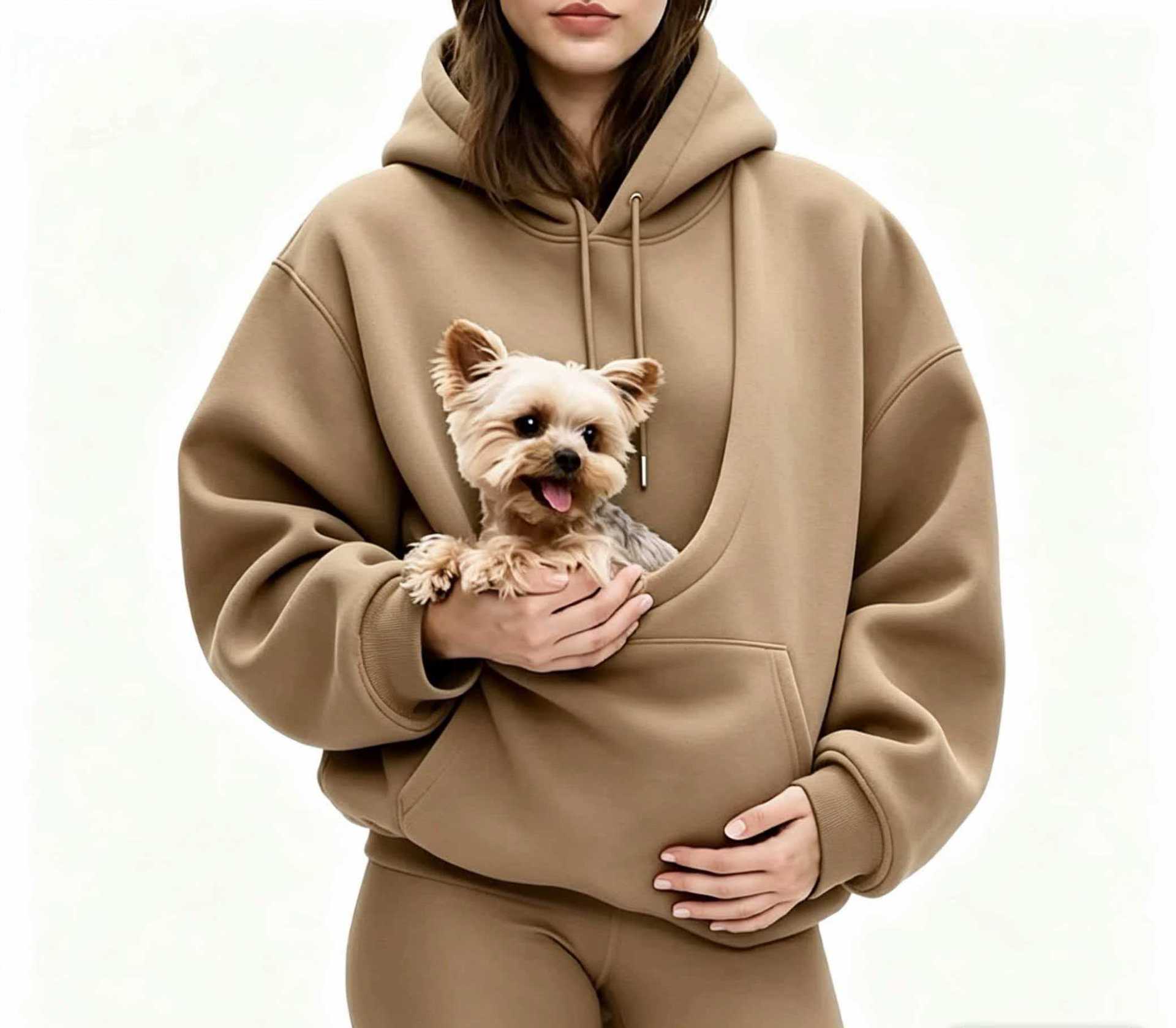 Solid Color Pet Pouch Hoodie — Oversized Pocket Pullover - Image 3