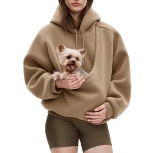 Solid Color Pet Pocket Hoodie — Large Pocket Design