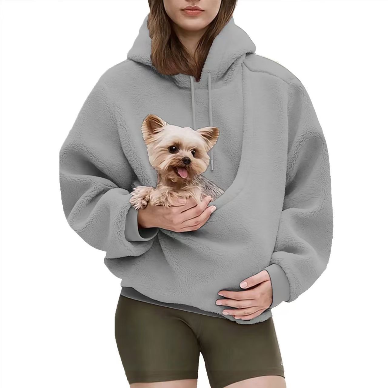 Solid Color Pet Pocket Hoodie — Large Pocket Design - Image 2