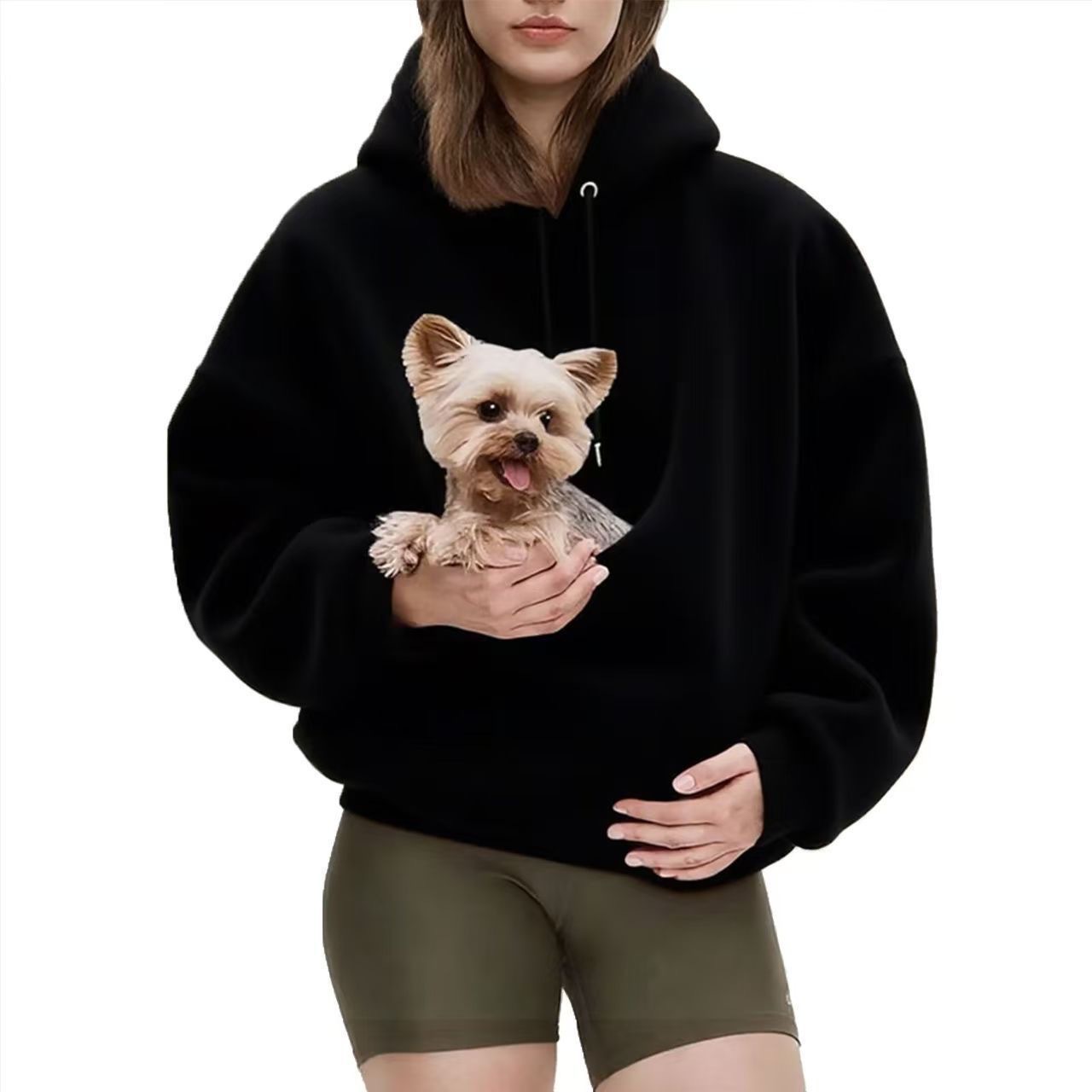 Solid Color Pet Pocket Hoodie — Large Pocket Design - Image 3